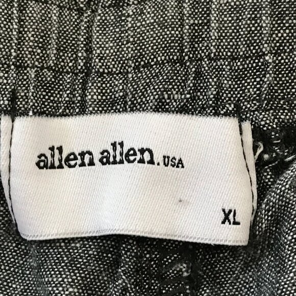 Allen Allen 100% Linen Pull On Pants Women XL Gray Tie Waist Pocket Lagenlook - Picture 3 of 14